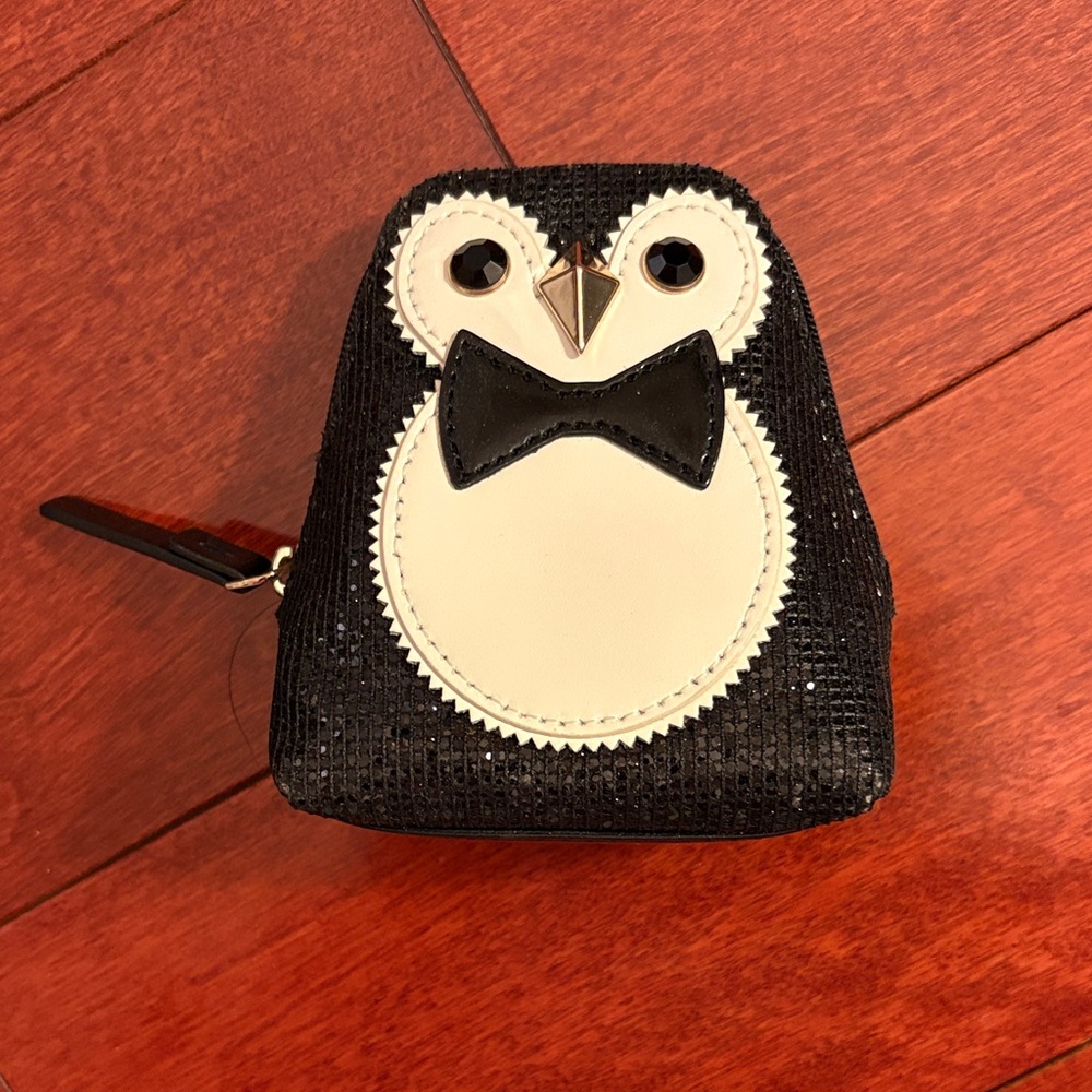 Kate Spade Clifton Penguin Black Glitter Coin Purse
